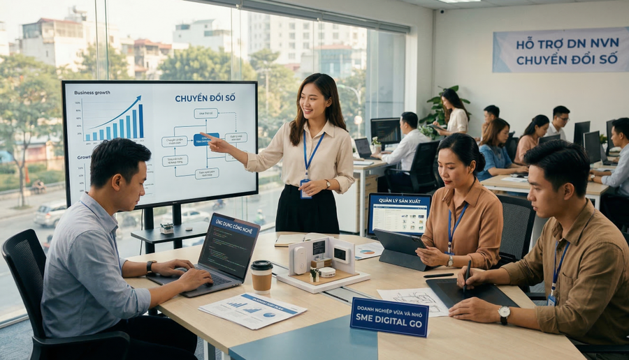 Phê duyệt Đề án chuyển đổi số doanh nghiệp nhỏ và vừa đến năm 2030. (Ảnh minh họa AI)