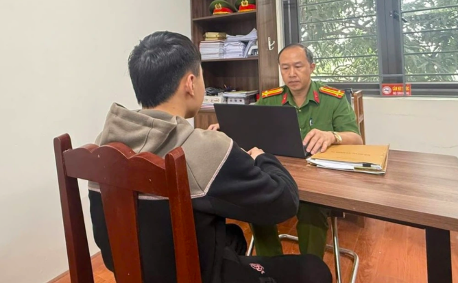 Một trong 5 đối tượng vừa bị công an khởi tố (Ảnh: Công an Phú Thọ).
