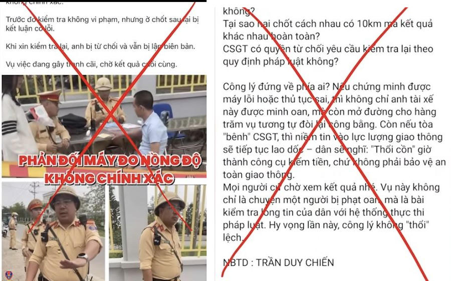 Thông tin hình ảnh lan truyền trên mạng xã hội không đúng sự thật. Ảnh:Cục CSGT