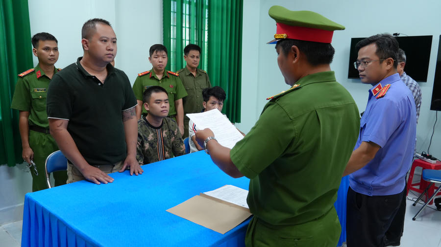 3 bị can Nguyên, Hiếu, Thường. Ảnh: Công an tỉnh Đồng Tháp