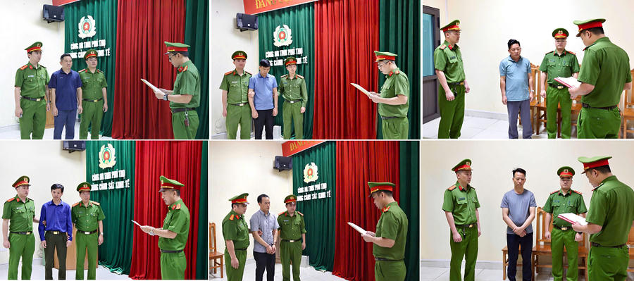 Các bị can bị khởi tố với nhiều tội danh khác nhau. Ảnh: CA Phú Thọ