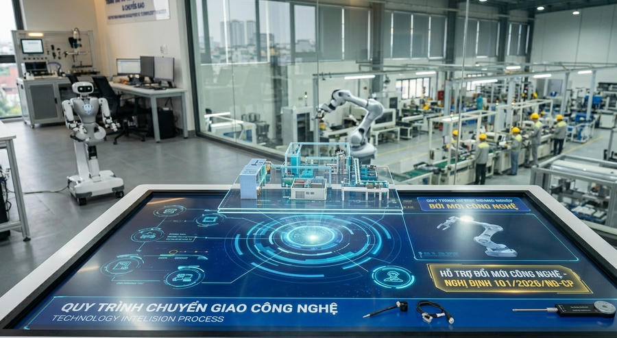 Nghị định 101 vừa ban hành quy định bốn chính sách quan trọng nhằm hỗ trợ các doanh nghiệp chuyển giao, ứng dụng và đổi mới công nghệ. (Ảnh minh họa AI)