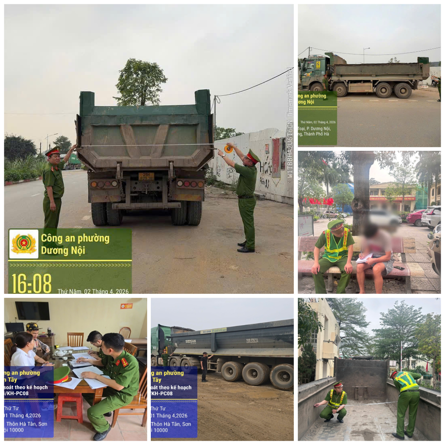 Lực lượng Công an các phường, xã trên địa bàn TP Hà Nội đồng loạt ra quân kiểm tra, rà soát các phương tiện ô tô tải tự đổ, xe sơ mi rơ moóc tự đổ có tải trọng từ 15.000kg trở lên