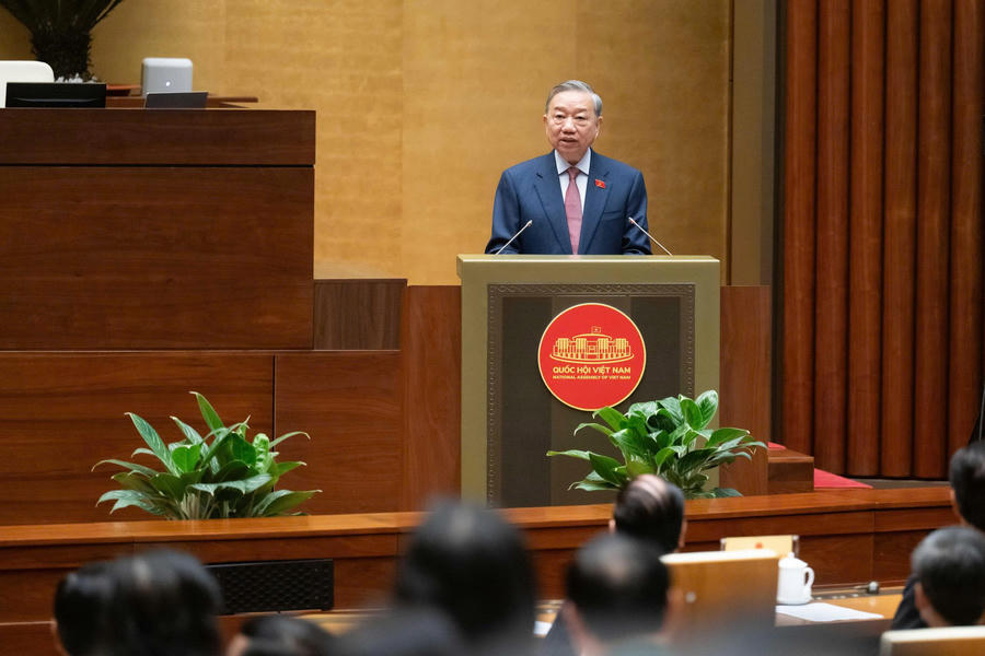Tổng Bí thư Tô Lâm phát biểu tại phiên họp.