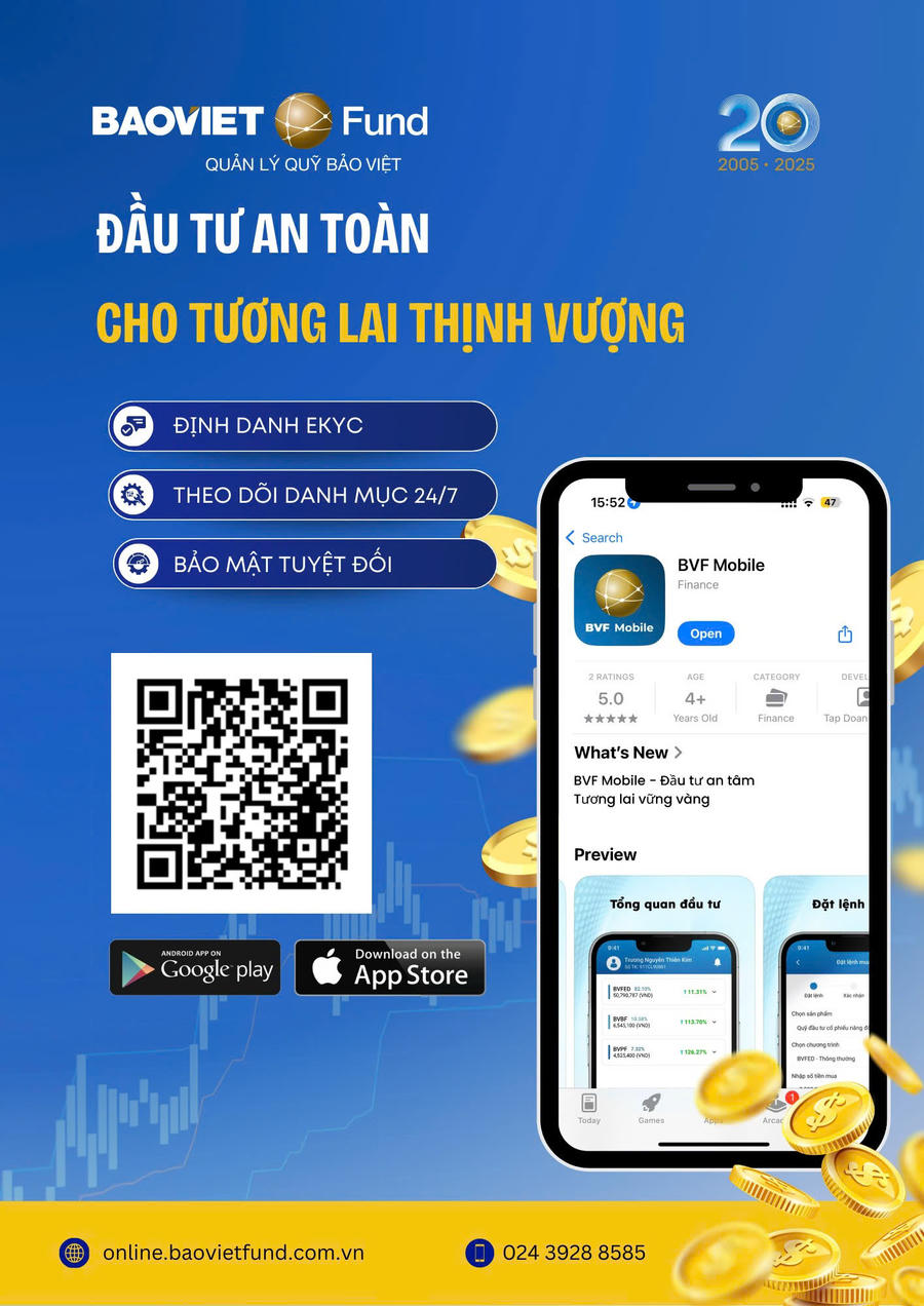 Ứng dụng BVF Mobile - "át chủ bài" trong chiến lược chuyển đổi số của Quản lý Quỹ Bảo Việt, giúp nhà đầu tư dễ dàng quản lý danh mục và đón đầu các cơ hội tăng trưởng ngay trên điện thoại.