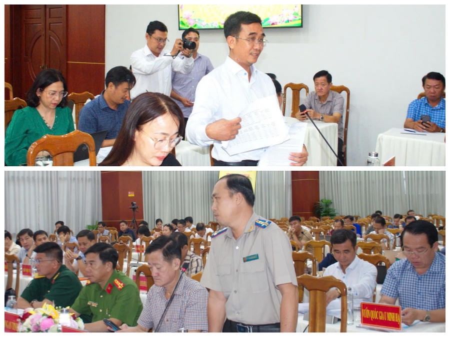 Đại diện lãnh đạo các Sở, ngành trao đổi, trả lời các nội dung được cơ quan báo chí quan tâm tại buổi họp báo.