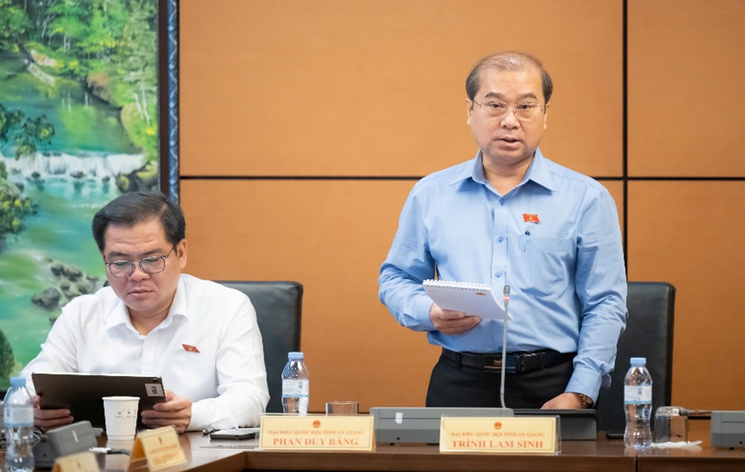 Đại biểu Trình Lam Sinh phát biểu tại Phiên thảo luận tổ 13.