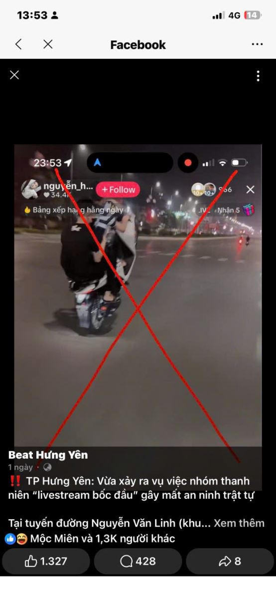 Video livestream của các đối tượng.