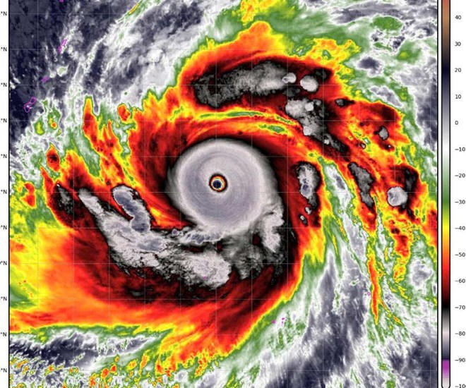 Hình ảnh Siêu bão Sinlaku. Ảnh TT Khí tượng Thuỷ văn QG