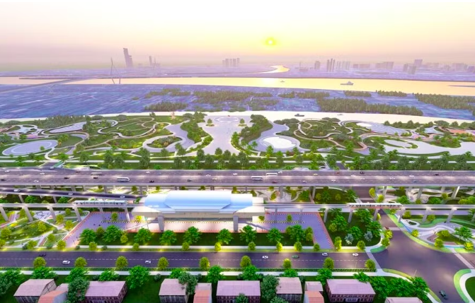 Phối cảnh dự án Trục đại lộ cảnh quan sông Hồng, một trong những dự án lớn của TP Hà Nội. Ảnh UBND TP Hà Nội