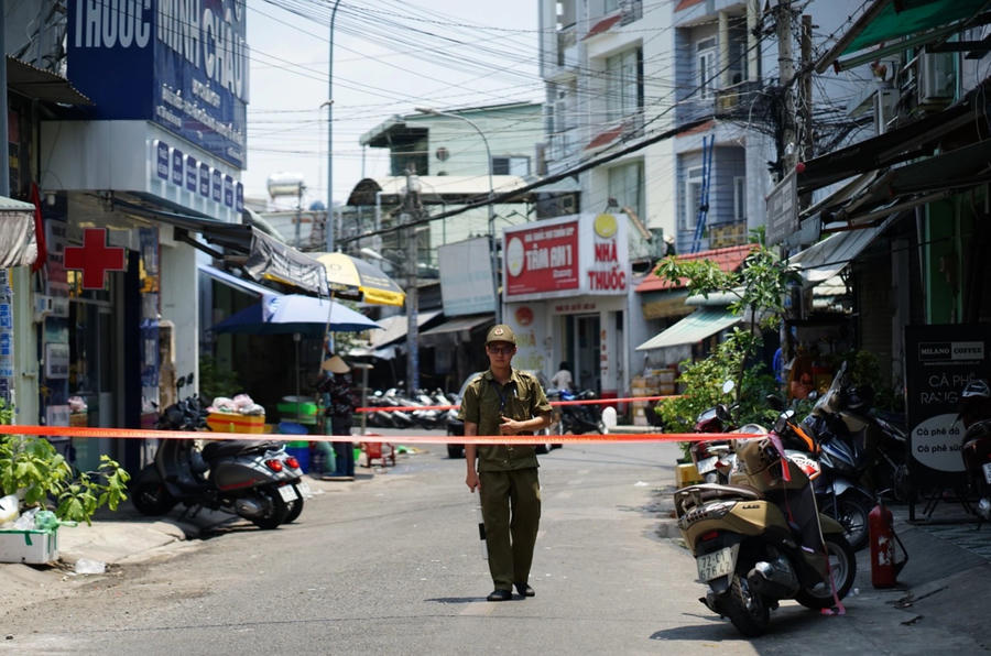 Hiện trường nơi xảy ra vụ cháy khiến 2 người tử vong và 5 người bị thương.