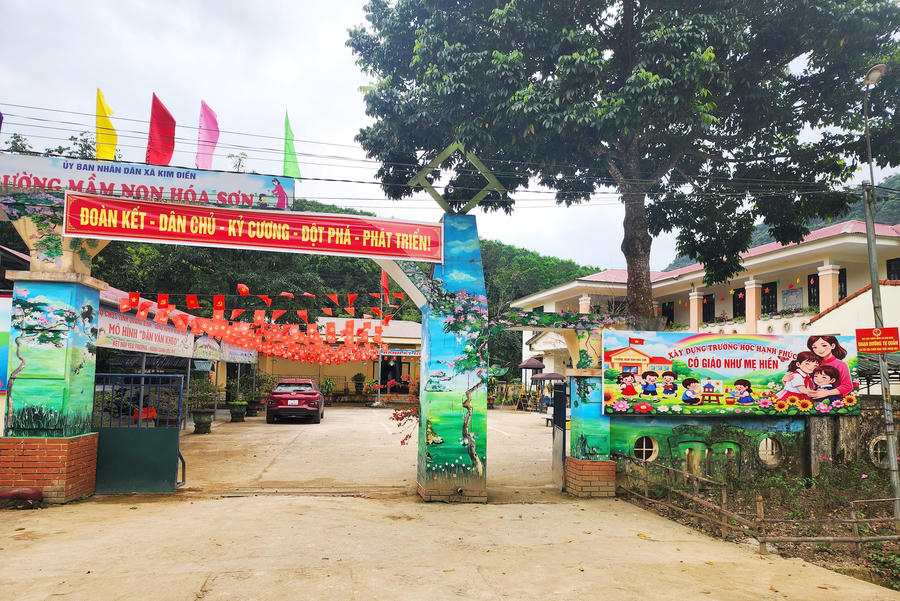 Trường Mầm non Hóa Sơn – nơi xảy ra sự việc kê khống số lượng trẻ ăn trưa để nhận tiền từ thiện sai mục đích.