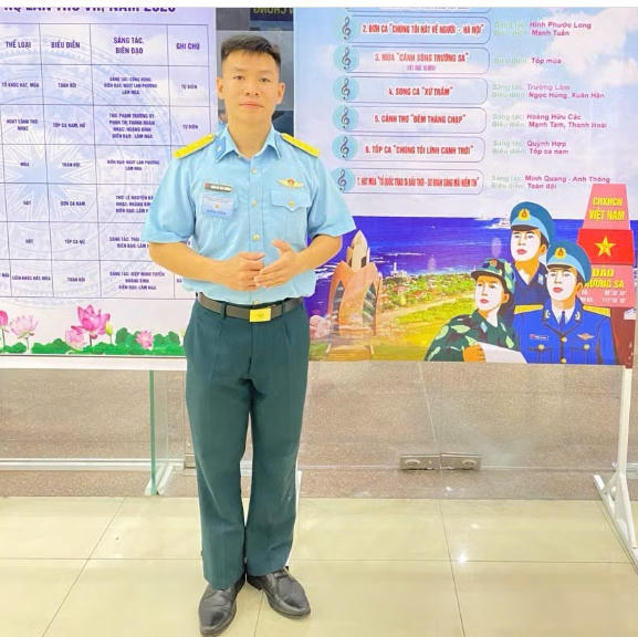 Đại úy Trần Hồ Thái Dương - Ủy viên Thường vụ BCH Đoàn cơ sở Trung đoàn 274 (Sư đoàn 377, Quân chủng PK-KQ).