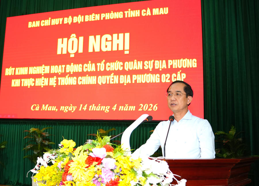 Ông Hồ Thanh Thủy – Phó Bí thư Tỉnh ủy, Chủ tịch Ủy ban MTTQ Việt Nam tỉnh Cà Mau, phát biểu chỉ đạo tại Hội nghị.