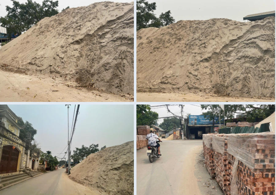 Bãi VLXD lớn bủa bây gây mất an toàn giao thông và ô nhiễm