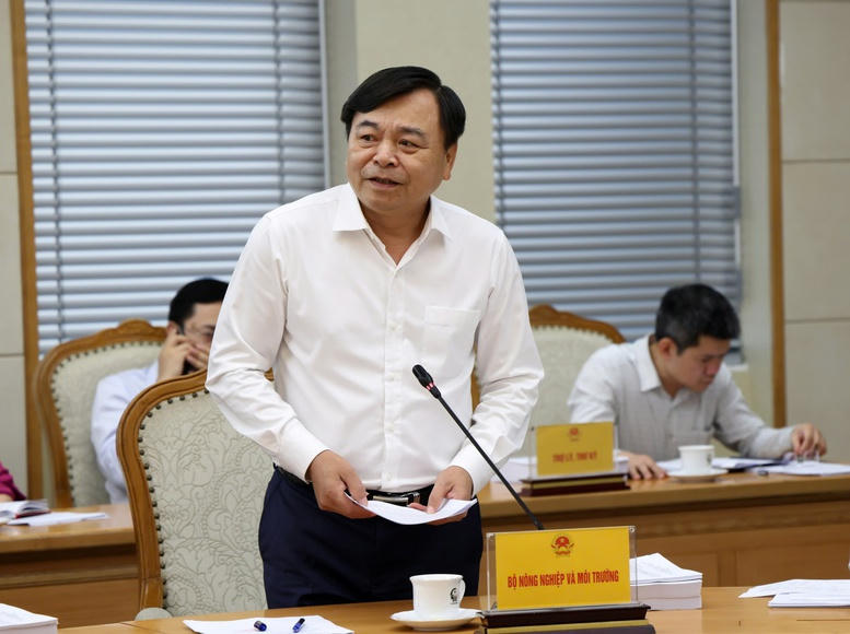 Thứ trưởng Bộ NN&MT Nguyễn Hoàng Hiệp báo cáo - Ảnh: