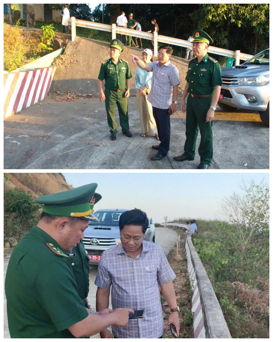 Đoàn khảo sát thực tế tiến độ triển khai các công trình, dự án, trọng tâm là các hạng mục kết nối giao thông, hậu cần và hạ tầng kỹ thuật giữa đất liền với đảo Hòn Khoai; đồng thời kiểm tra phương án phòng cháy, chữa cháy rừng và công tác trực sẵn sàng ứng phó trong mùa khô.