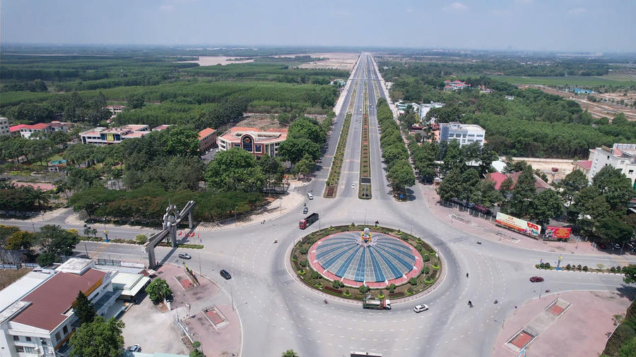 Một góc xã Nhơn Trạch nhìn từ trên cao.