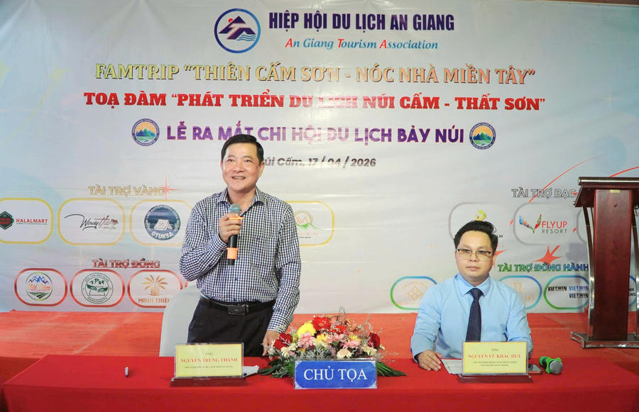 Ông Nguyễn Trung Thành, Phó giám đốc Sở Du lịch An Giang phát biểu.
