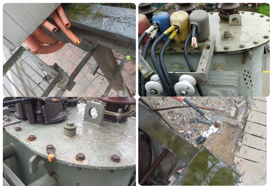 Nhiều đoạn dây cáp đồng ở xã Bắc Quang bị kẻ trộm cắt mất. (Ảnh: Phàn Họ)