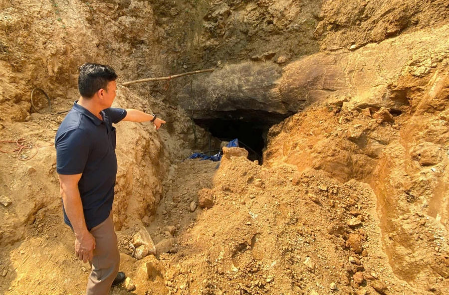 Hiện trường khai thác vàng trái phép tại xã Thạnh Bình (Ảnh: Công an Đà Nẵng).