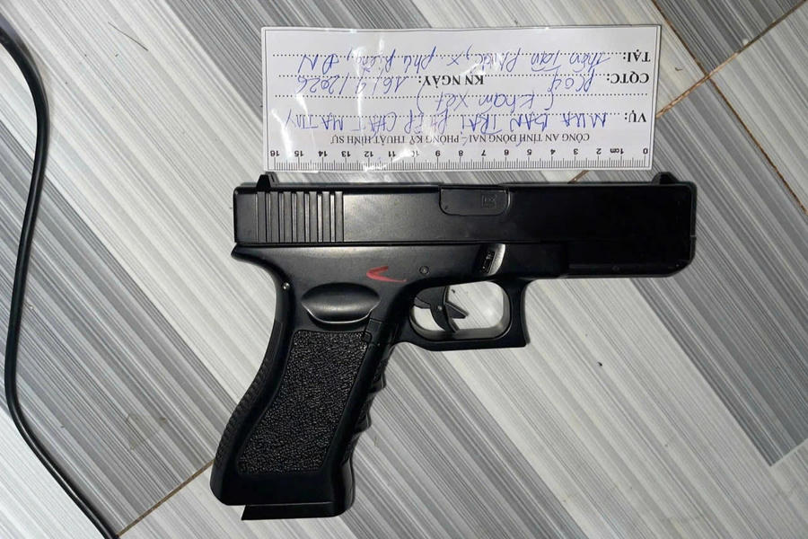 Vũ khí quân dụng mà các đối tượng tàng trữ. Ảnh Công an tỉnh Đồng Nai