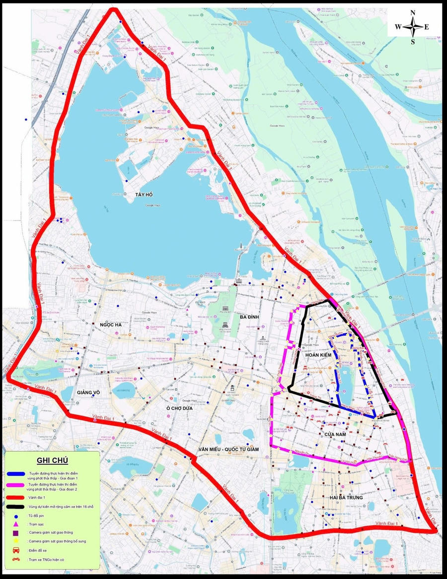 Giai đoạn 3 từ ngày 1/1/2028 trở đi, Hà Nội dự kiến triển khai vùng phát thải thấp toàn vùng vành đai 1. Ảnh: Dân Trí