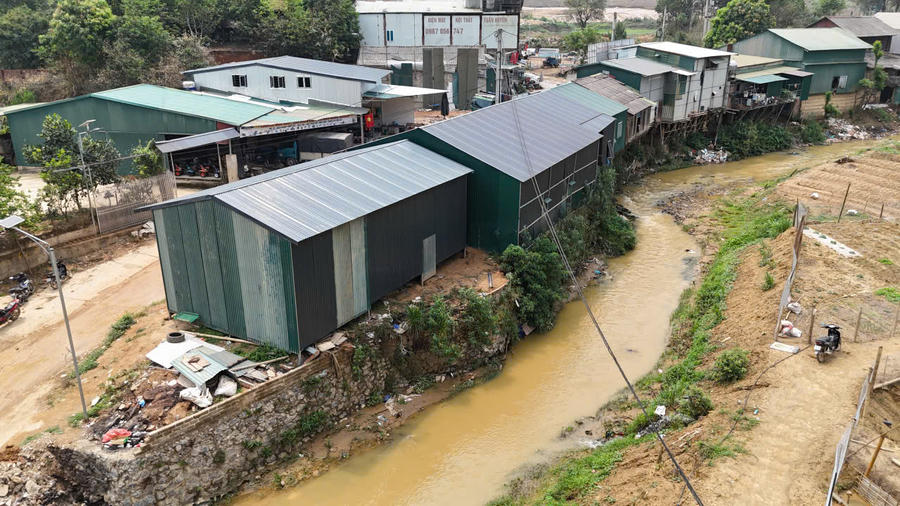 Khu vực các hộ dân bản Mường Lạn bị ảnh hưởng trong đợt mưa lũ lịch sử.