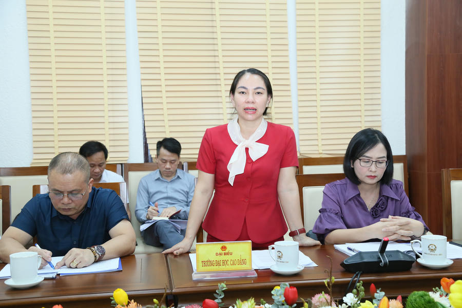 Lãnh đạo trường Đại học Thái Bình phát biểu tại cuộc họp. (Ảnh: Hungyen.gov.vn)