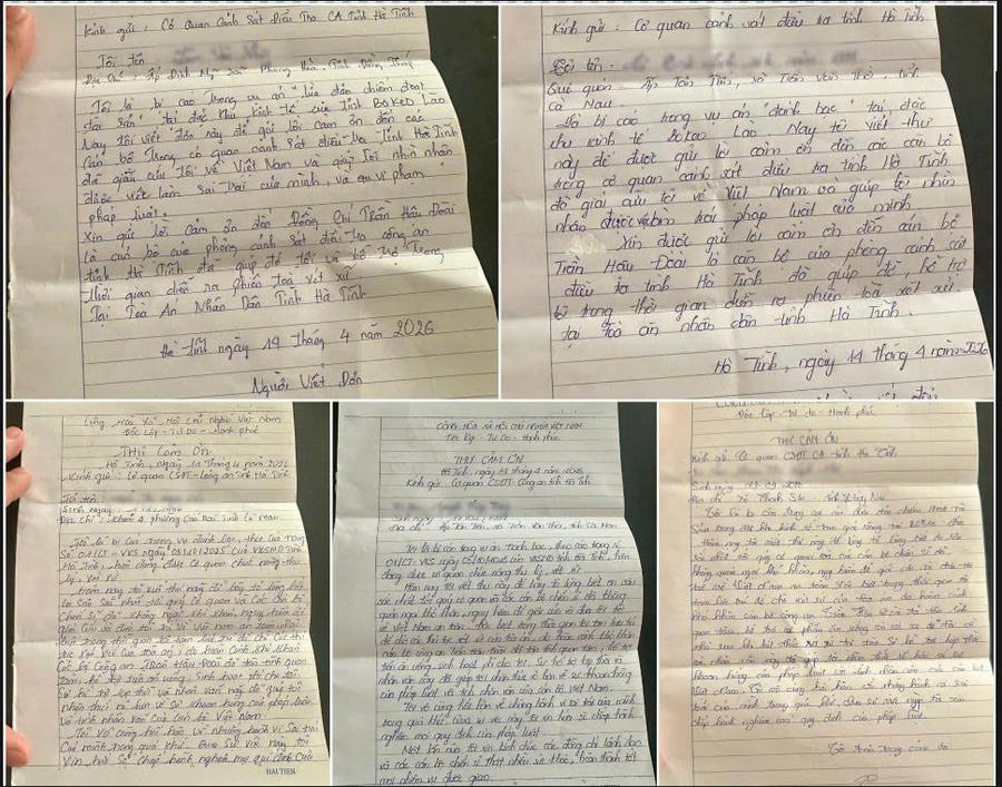 Những lá thư cảm ơn của bị cáo.