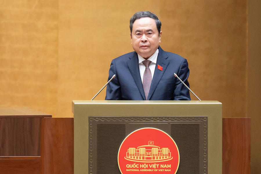 Chủ tịch Quốc hội Trần Thanh Mẫn phát biểu bế mạc Kỳ họp thứ Nhất. (Ảnh trong bài: quochoi.vn)
