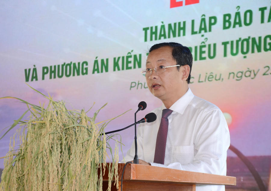 Ông Nguyễn Quốc Thanh – Tỉnh ủy viên, Giám đốc Sở Văn hóa, Thể thao và Du lịch Cà Mau phát biểu tại buổi lễ.