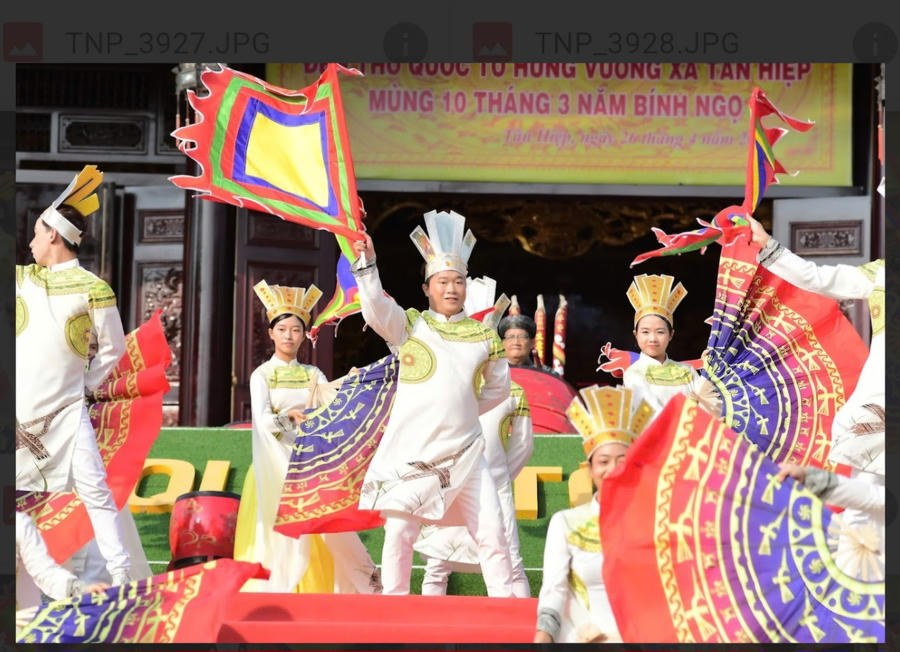 Tiết mục văn nghệ đặc sắc tưởng nhớ công lao của các Vua Hùng dựng nước.