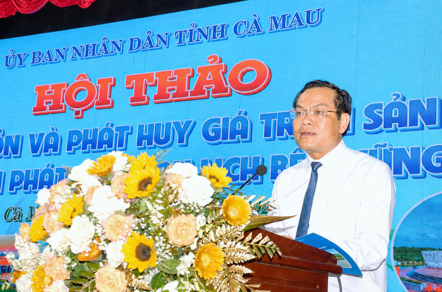 Ông Ngô Vũ Thăng - Tỉnh ủy viên, Phó Chủ tịch UBND tỉnh Cà Mau phát biểu chỉ đạo tại Hội thảo.