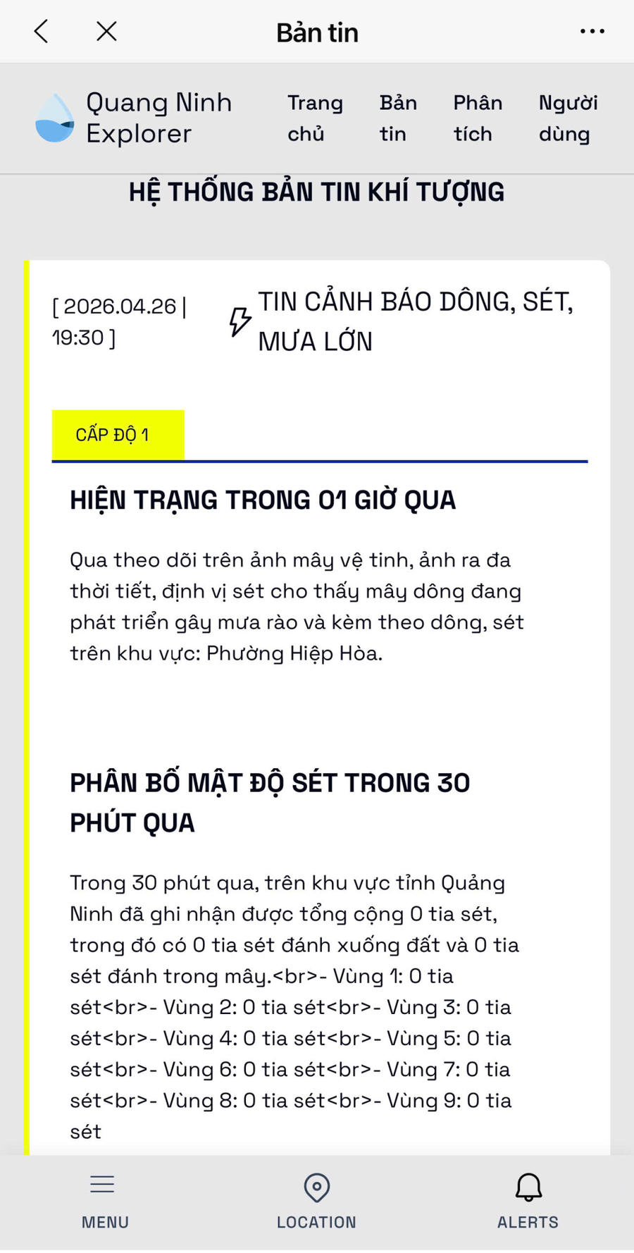 Hệ thống được tích hợp cảnh báo, dự báo theo các mốc thời gian thực.