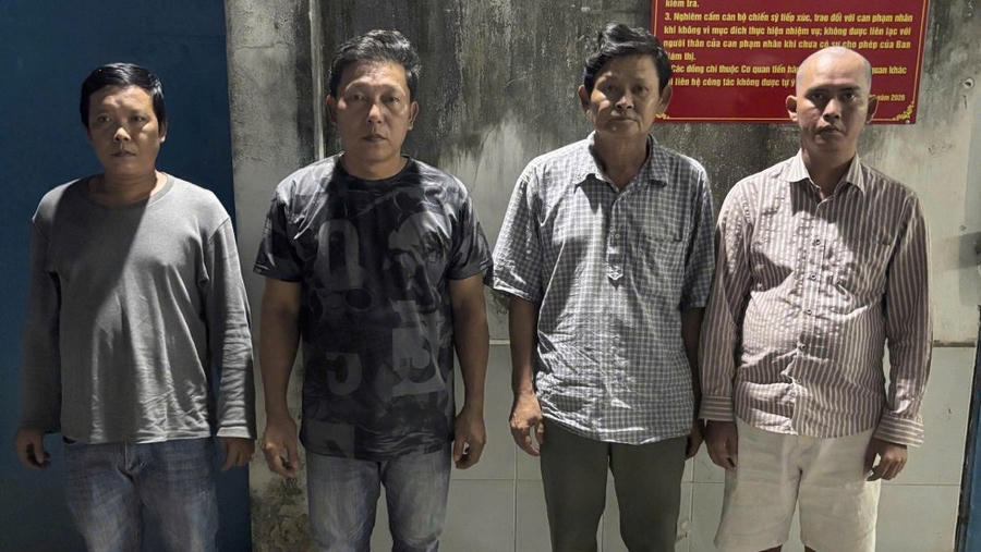 Các đối tượng trong nhóm gây án. Ảnh CA tỉnh An Giang