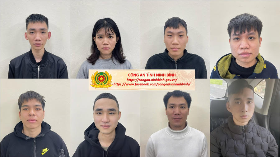 Các bị can bị Cơ quan Cảnh sát điều tra Công an tỉnh Ninh Bình khởi tố về&nbsp;hành vi phạm&nbsp;tội “Rửa tiền”. Ảnh: CA Ninh Bình.