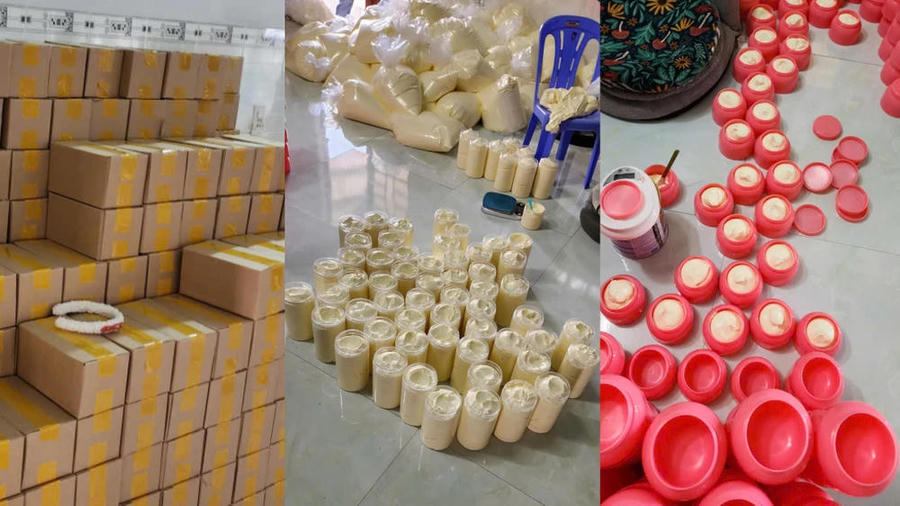 Tang vật bị công an thu giữ tại hiện trường.