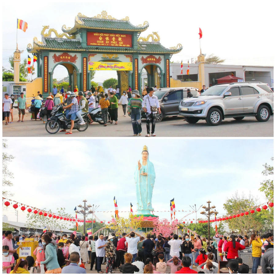 Điểm du lịch tâm linh Quán Âm Phật Đài (phường Hiệp Thành) thu hút hơn 10.000 lượt khách.