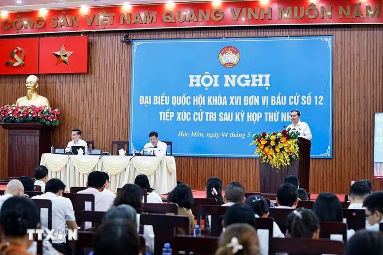 Chủ tịch Quốc hội nhấn mạnh: Quốc hội sẽ tiếp tục tăng cường giám sát việc điều hành giá, kiểm soát lạm phát... - Ảnh: TTXVN