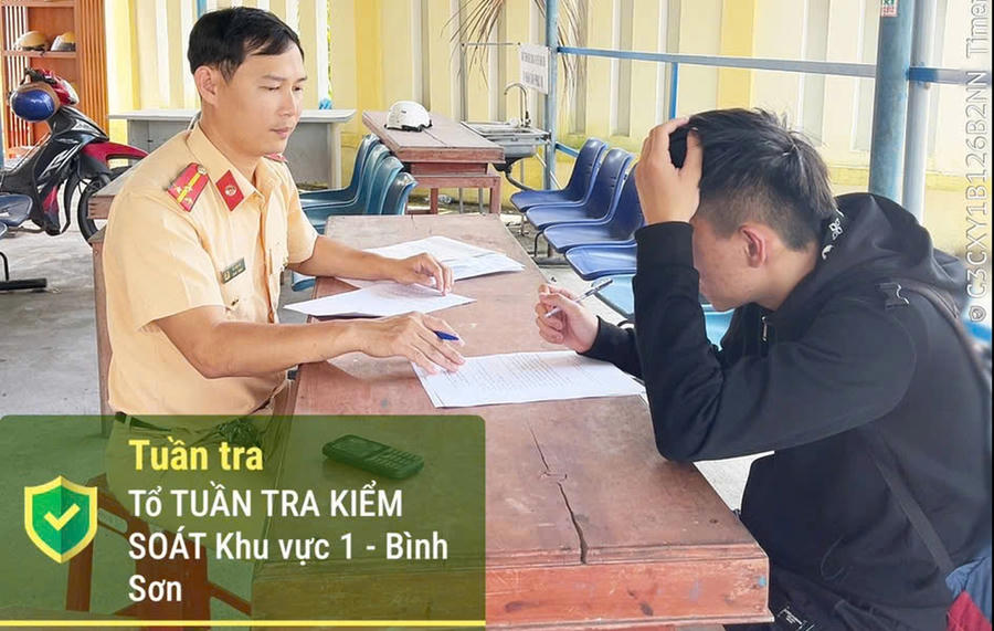 Phòng Cảnh sát giao thông Công an tỉnh Quảng Ngãi đã tiến hành lập biên bản xử lý vi phạm hành chính đối với T.V.Đ.K.