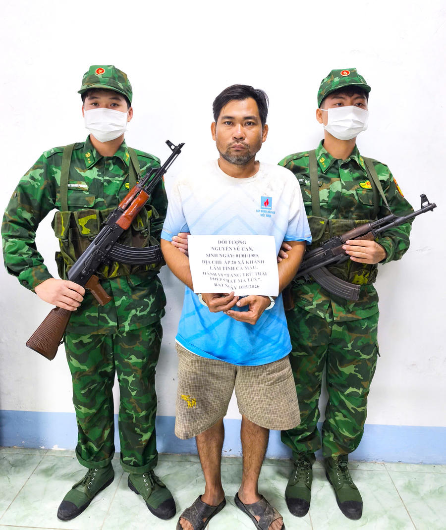 Đối tượng Nguyễn Vũ Can khai nhận hành vi tàng trữ trái phép chất ma túy tại Đồn Biên phòng Khánh Hội.