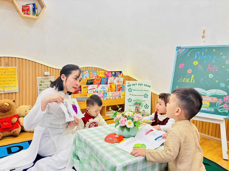 Một tiết học tại trường Mầm non 8/3, phường Bạch Mai, Hà Nội. (Ảnh: NTCC)