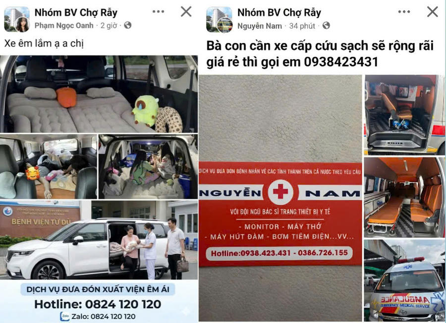 Tràn lan quảng cáo dịch vụ đưa đón bệnh nhân trên mạng xã hội.