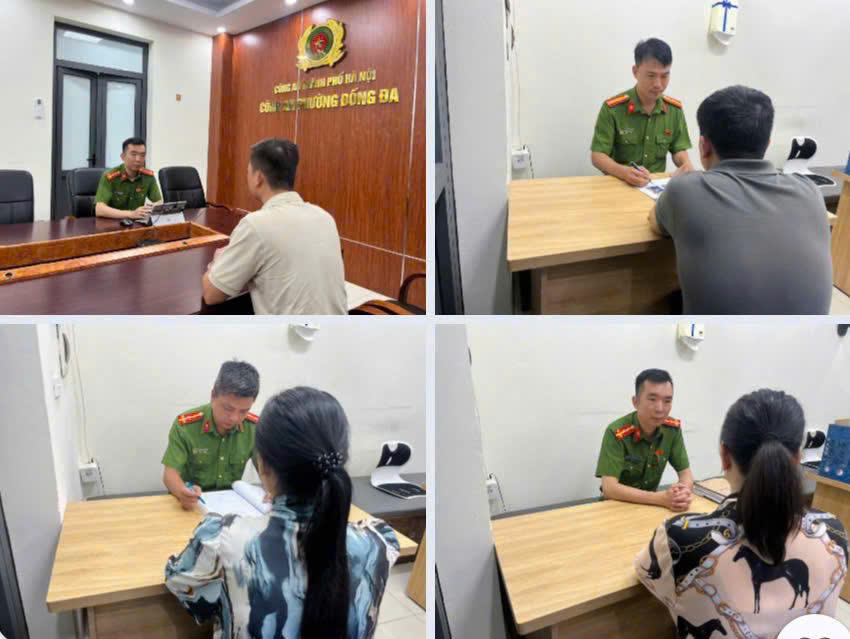 Các đối tượng tại cơ quan Công an.