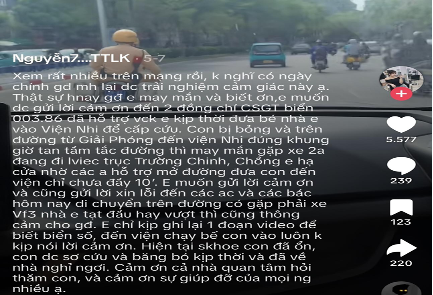 Bài đăng trên MXH của chị B trên MXH.