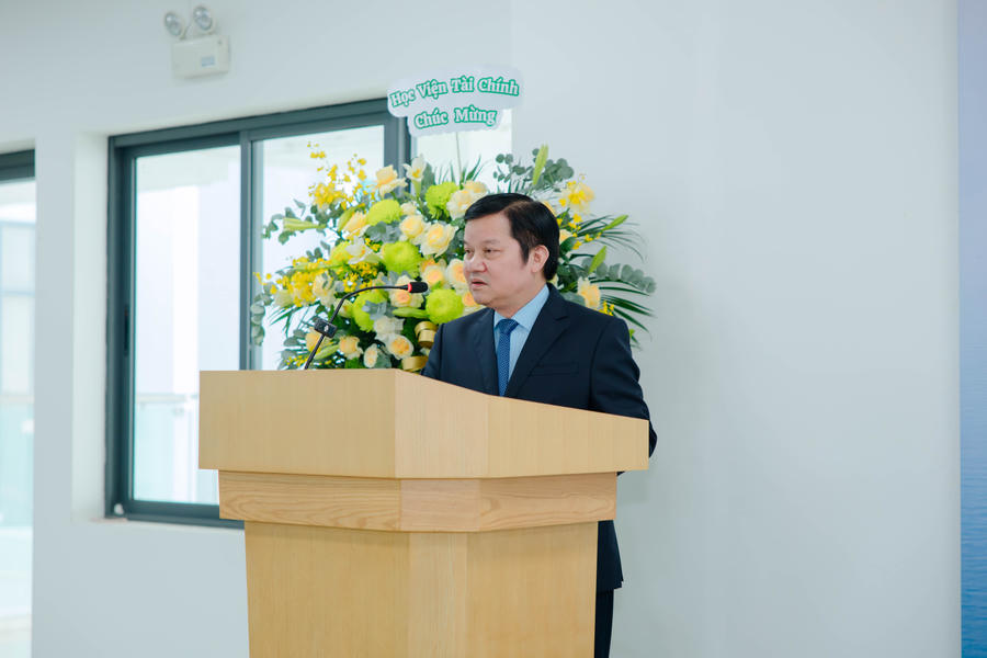 PGS.TS. Nguyễn Mạnh Thiều - Phó Giám đốc Học viện Tài chính phát biểu tại sự kiện.