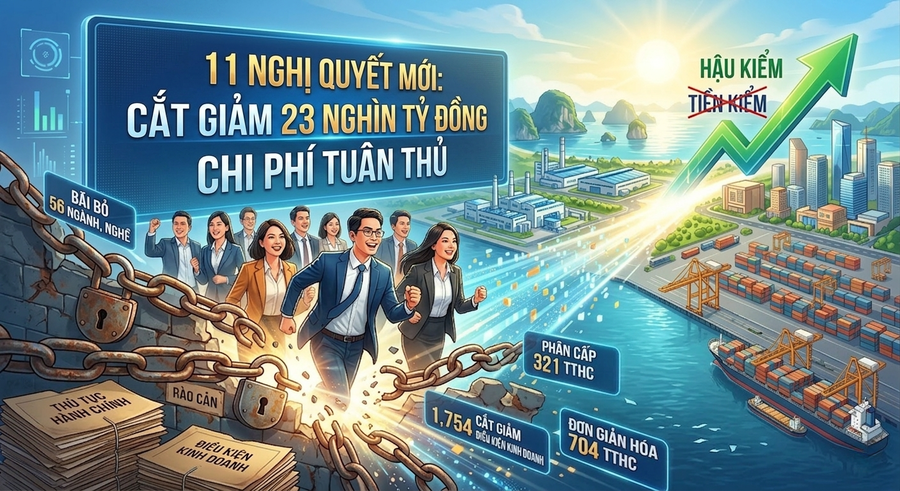 Chính phủ vừa ban hành 11 nghị quyết đột phá nhằm cắt giảm hàng loạt thủ tục hành chính, giúp tiết kiệm 23 nghìn tỷ đồng mỗi năm. (Ảnh minh họa AI)