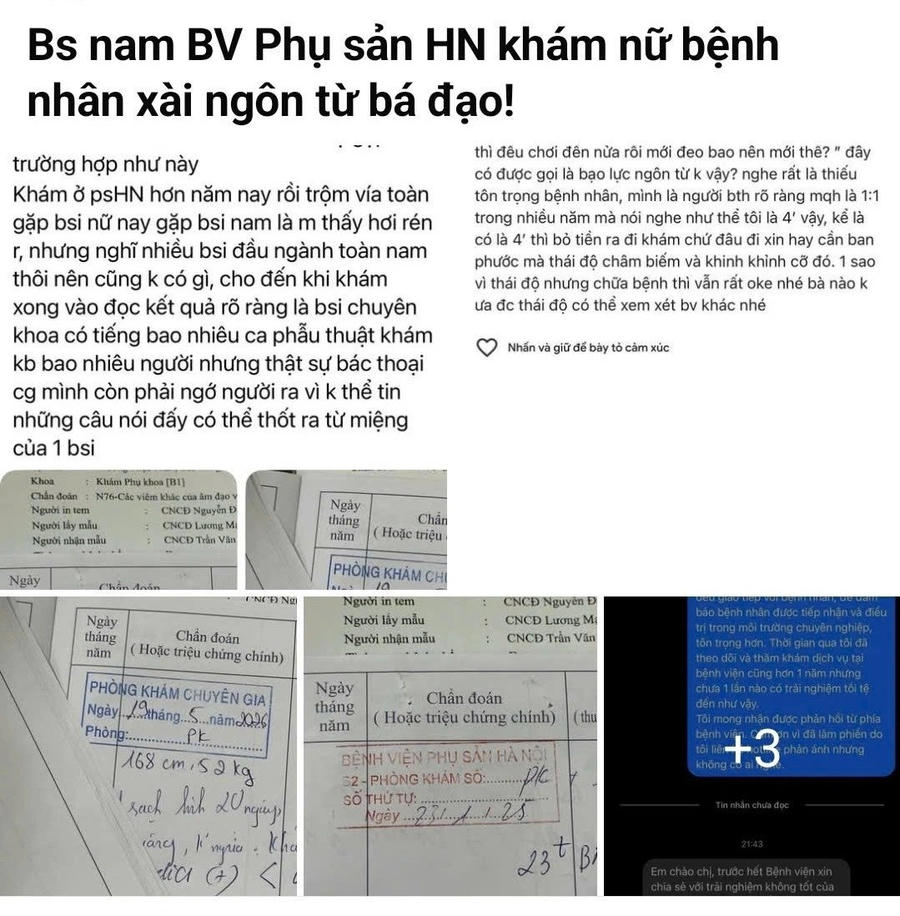 Nữ bệnh nhân tố nam bác sĩ có lời nói không đúng chuẩn mực. Ảnh chụp màn hình
