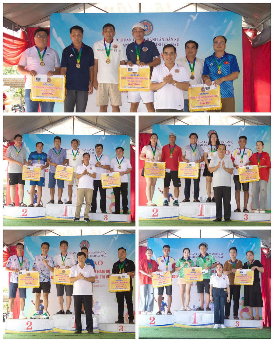 Ban Tổ chức trao giải các môn Pickleball, bóng bàn; đồng thời vinh danh danh hiệu Thủ môn xuất sắc và Vua phá lưới nổi bật tại Hội thao.